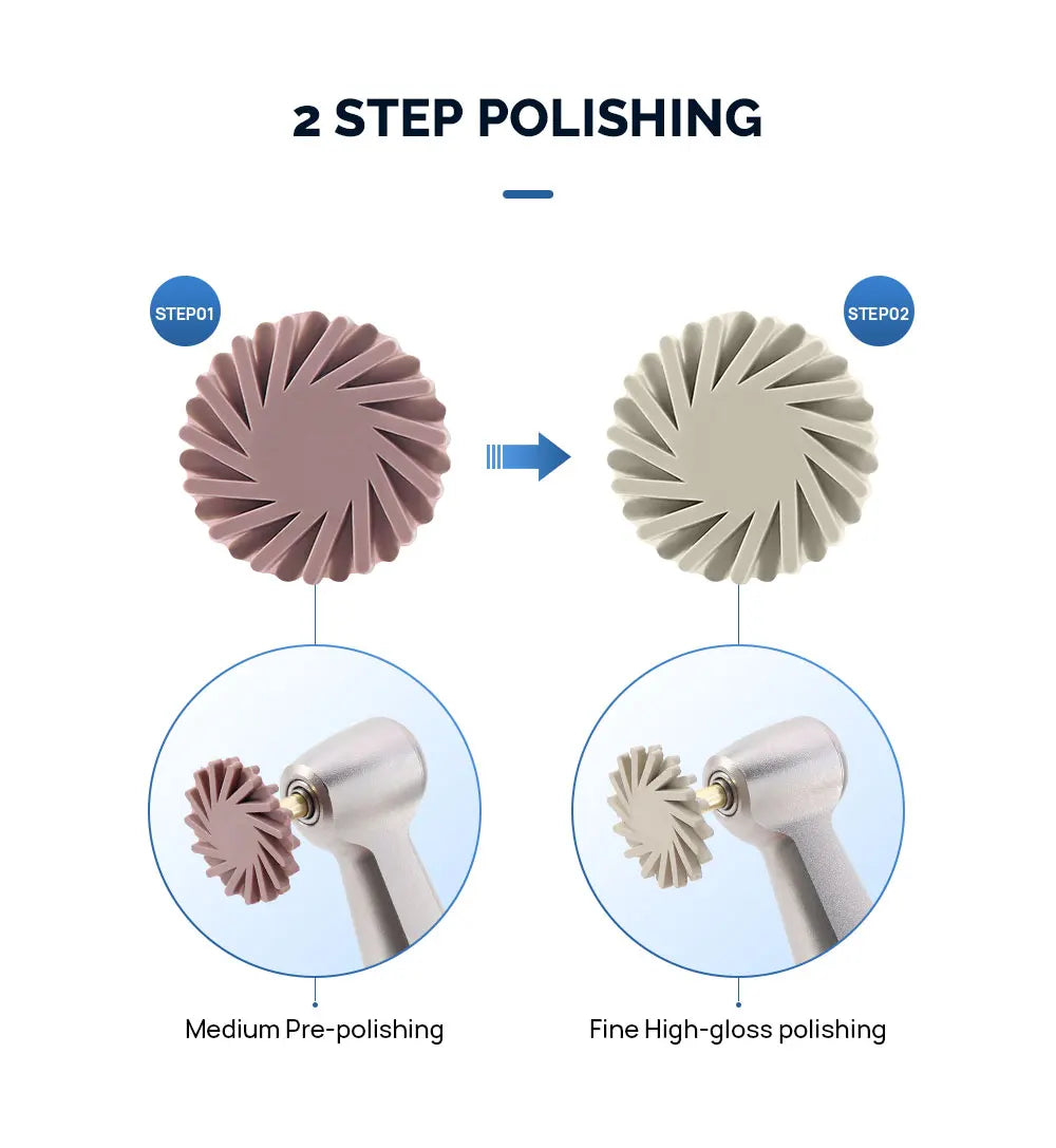 AZDENT 6pcs/box Dental Composite Resin Polishing Disc wheel Kit Brush Burs Silicone with Diamond disc 2 Step Polishing