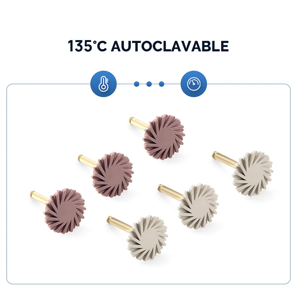 AZDENT 6pcs/box Dental Composite Resin Polishing Disc wheel Kit Brush Burs Silicone with Diamond disc 2 Step Polishing
