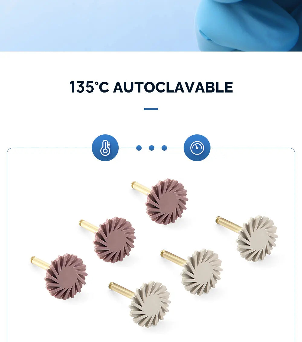 AZDENT 6pcs/box Dental Composite Resin Polishing Disc wheel Kit Brush Burs Silicone with Diamond disc 2 Step Polishing