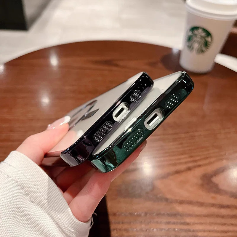 Plating Magnetic Case For iPhone 16 15 14 13 12 11 Pro Max 14 Plus Camera Lens Protector Fashion Wireless Charging case