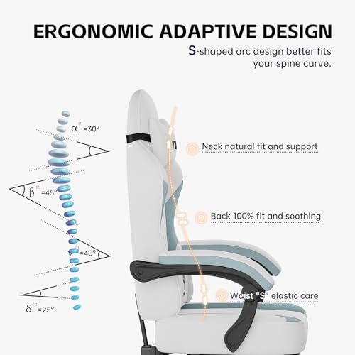 Gaming Chair for Adults, Ergonomic Gaming Chair, Computer Chair with Lumbar Support, Chaise Gamer Reclining Chair, PC Video Game Chair with Headrest and Footrest, Teens, 350LBS, Black