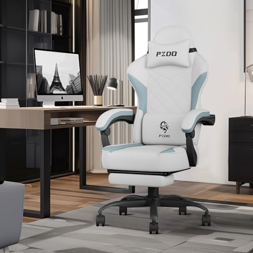 Gaming Chair for Adults, Ergonomic Gaming Chair, Computer Chair with Lumbar Support, Chaise Gamer Reclining Chair, PC Video Game Chair with Headrest and Footrest, Teens, 350LBS, Black