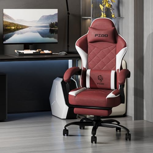 Gaming Chair for Adults, Ergonomic Gaming Chair, Computer Chair with Lumbar Support, Chaise Gamer Reclining Chair, PC Video Game Chair with Headrest and Footrest, Teens, 350LBS, Black