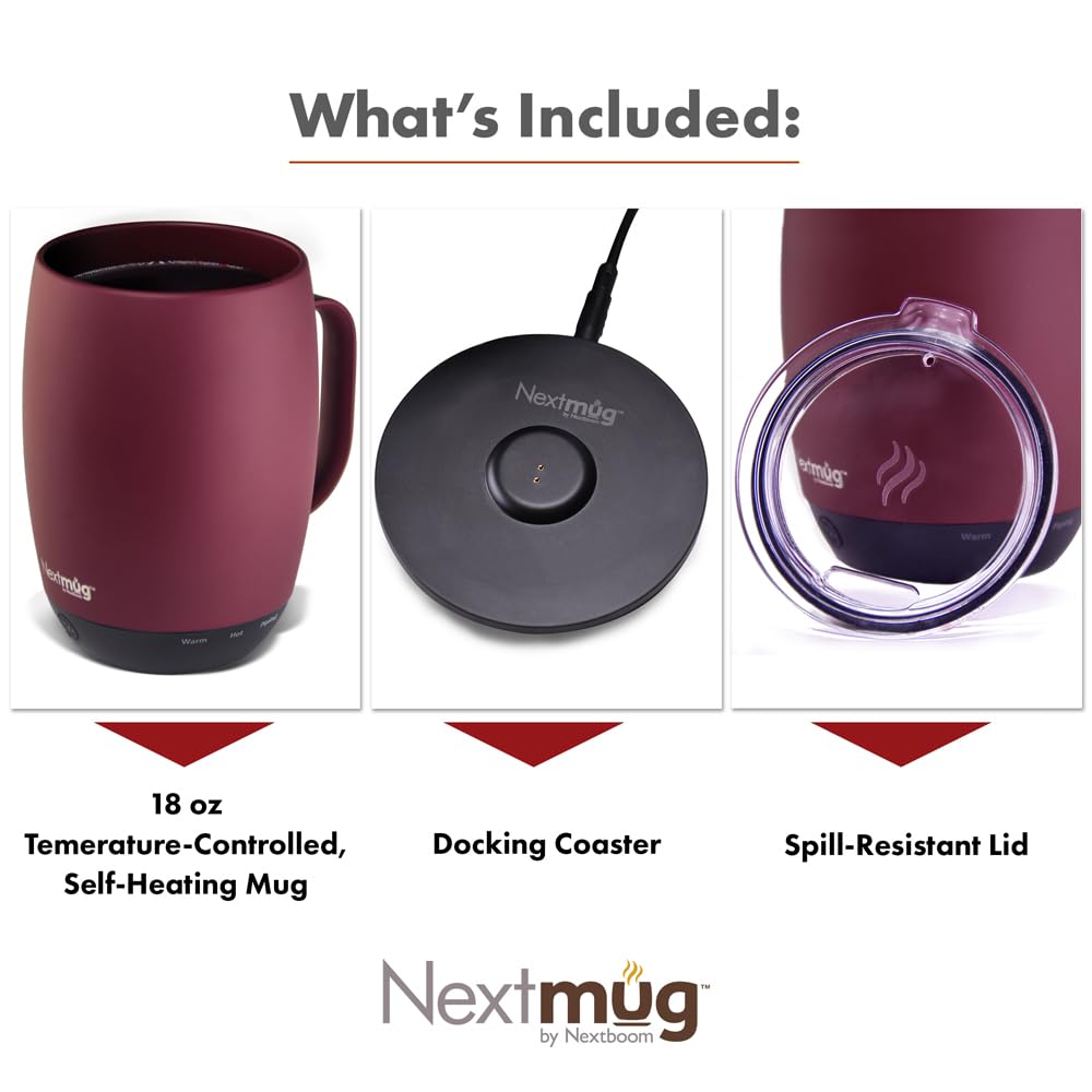 Nextmug - Temperature-Controlled, Self-Heating Coffee Mug (Black - 415 mL)