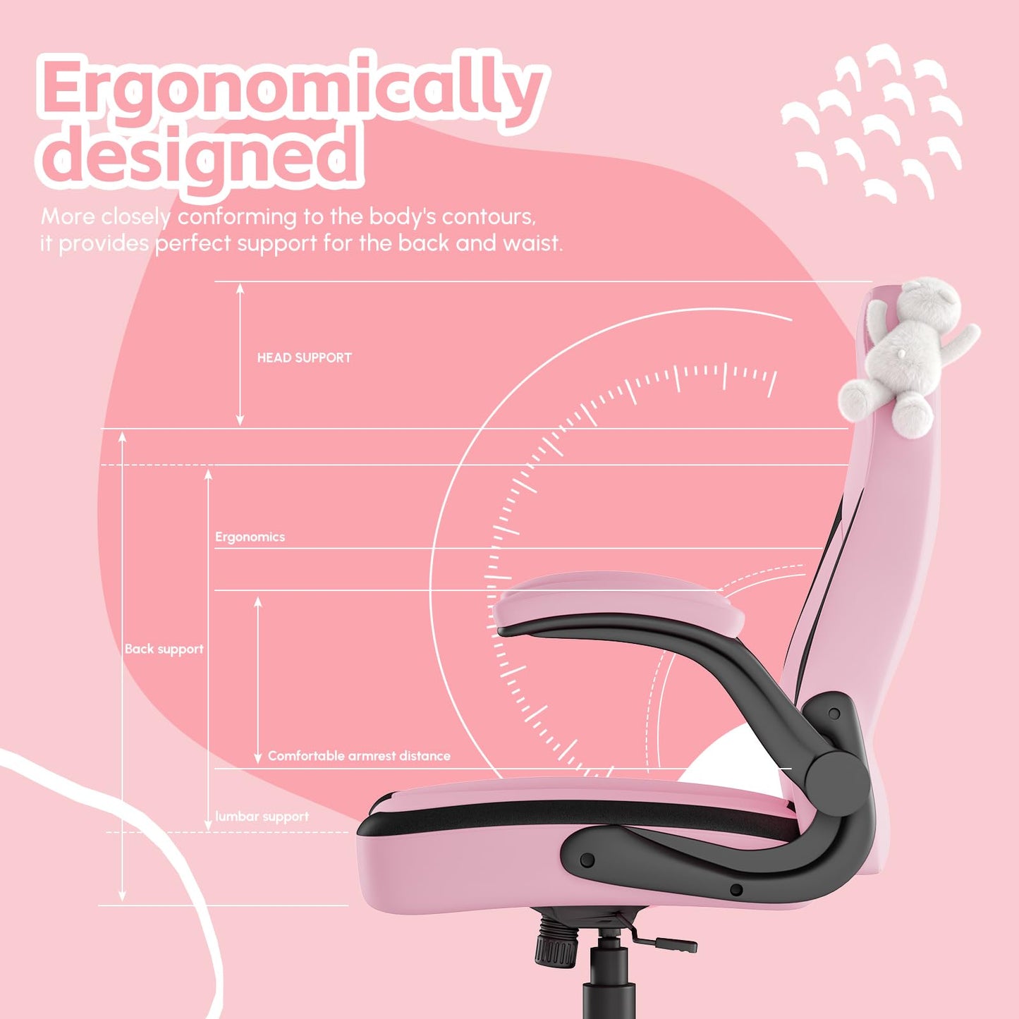 Gaming Chair for Adults, Ergonomic Gaming Chair, Computer Chair with Lumbar Support, Chaise Gamer Reclining Chair, PC Video Game Chair with Headrest and Footrest, Teens, 350LBS, Black