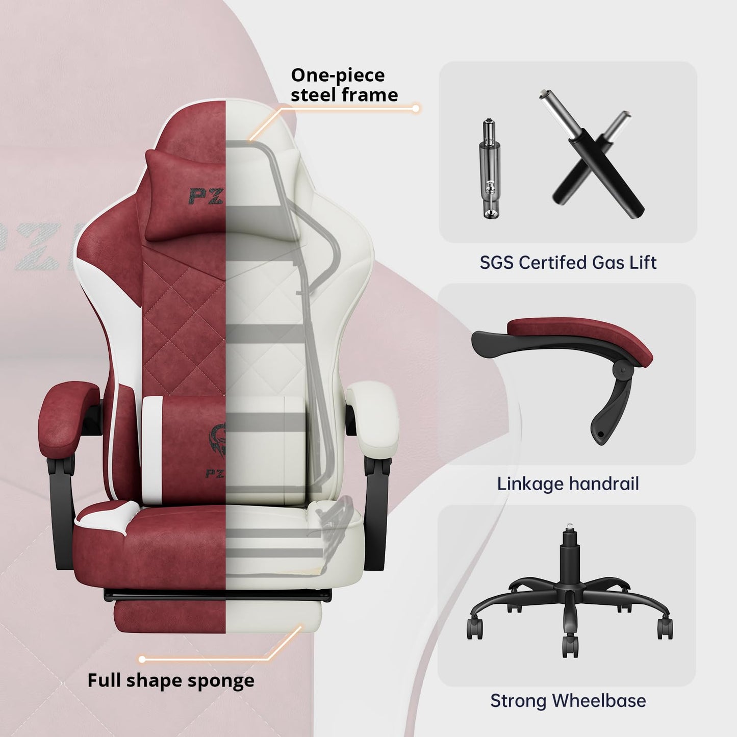 Gaming Chair for Adults, Ergonomic Gaming Chair, Computer Chair with Lumbar Support, Chaise Gamer Reclining Chair, PC Video Game Chair with Headrest and Footrest, Teens, 350LBS, Black