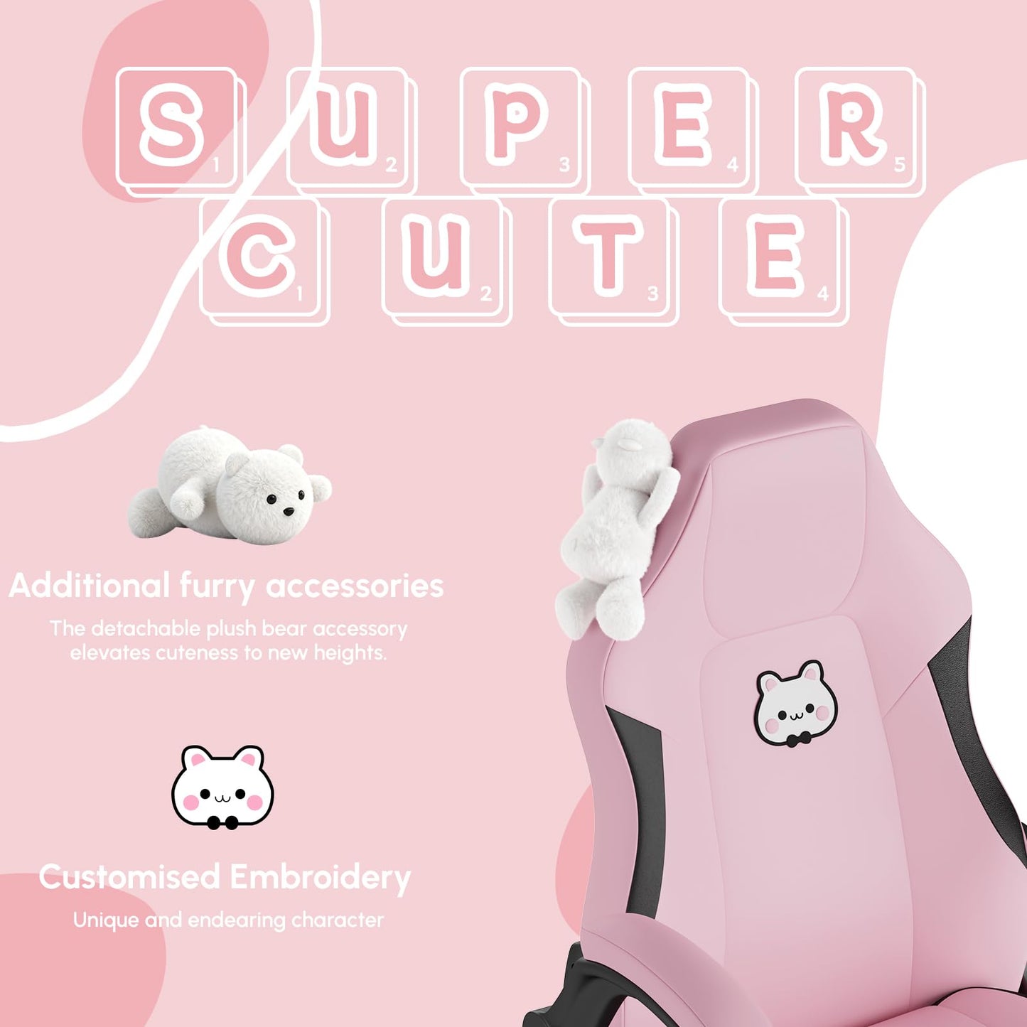 Gaming Chair for Adults, Ergonomic Gaming Chair, Computer Chair with Lumbar Support, Chaise Gamer Reclining Chair, PC Video Game Chair with Headrest and Footrest, Teens, 350LBS, Black