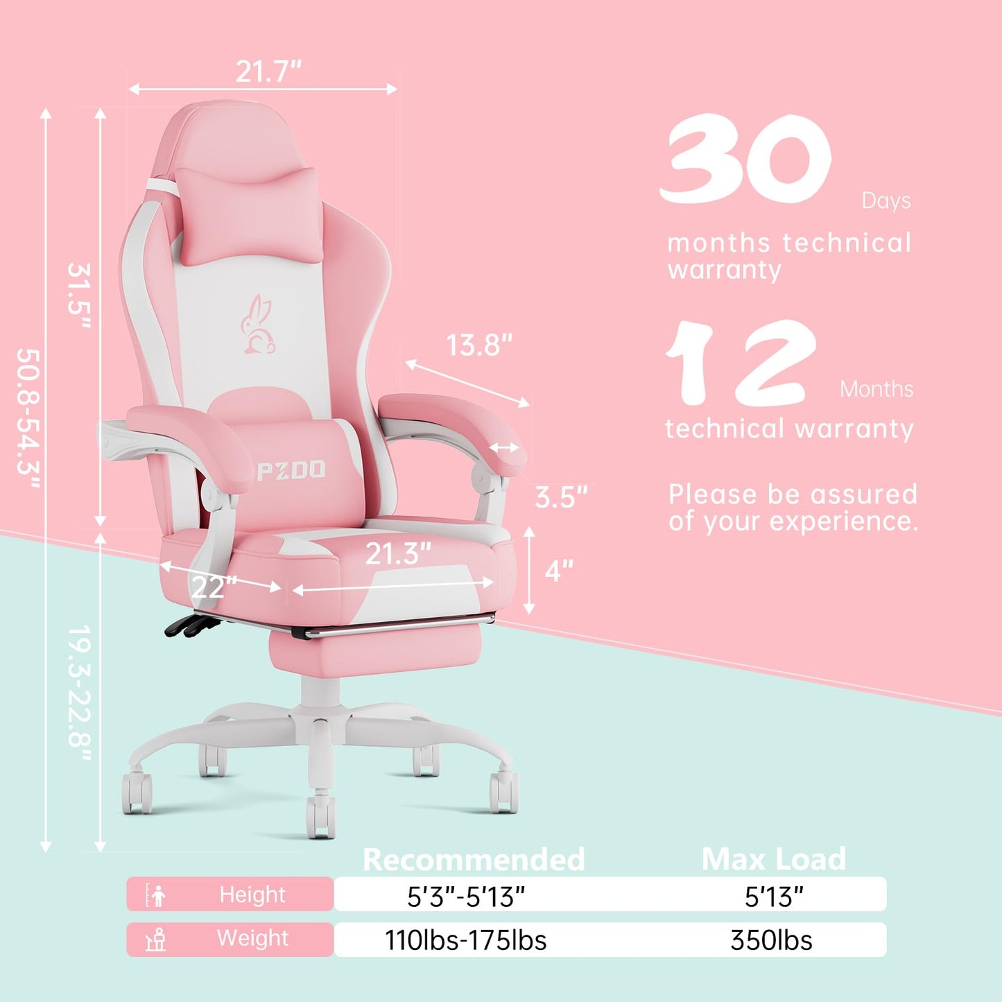 Gaming Chair for Adults, Ergonomic Gaming Chair, Computer Chair with Lumbar Support, Chaise Gamer Reclining Chair, PC Video Game Chair with Headrest and Footrest, Teens, 350LBS, Black