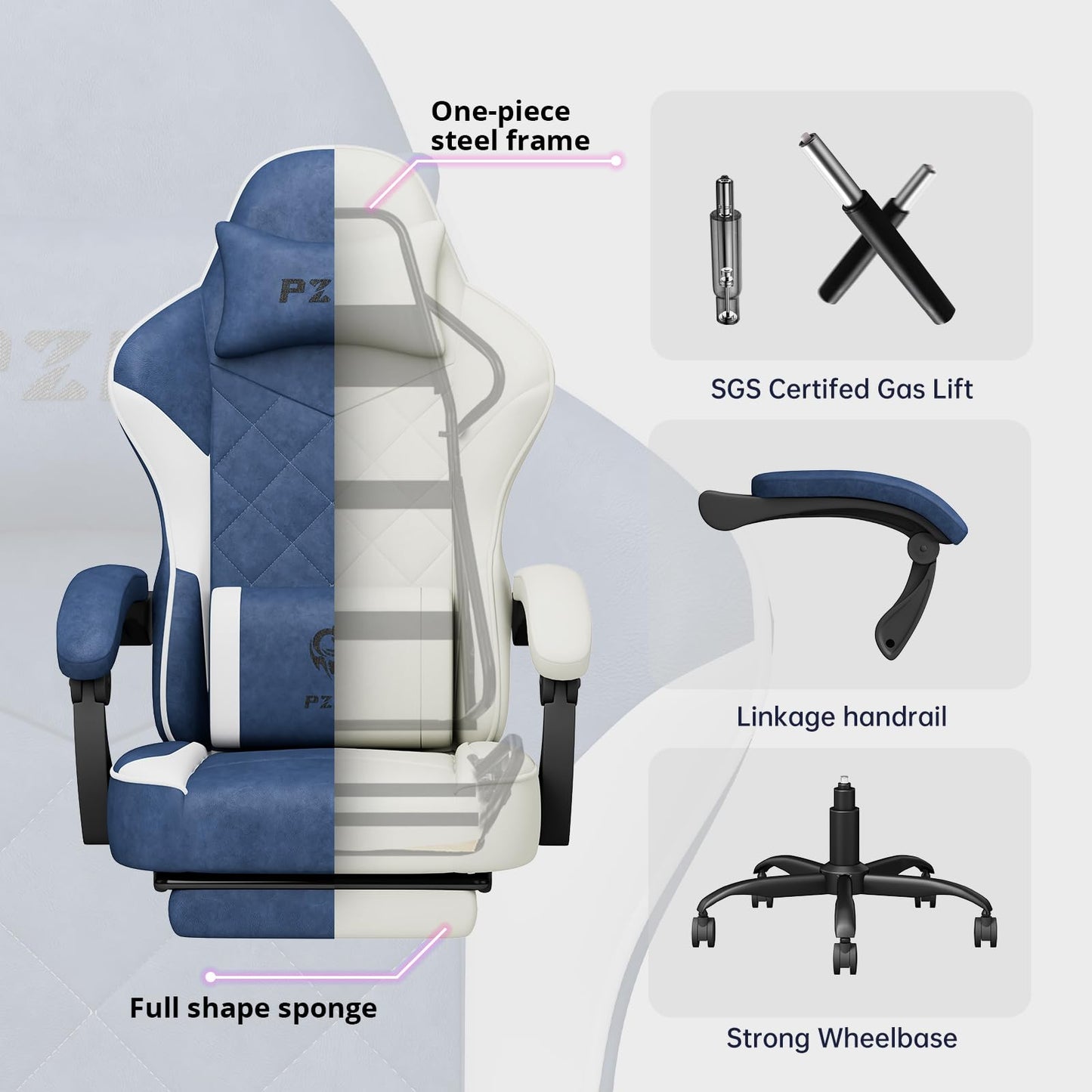 Gaming Chair for Adults, Ergonomic Gaming Chair, Computer Chair with Lumbar Support, Chaise Gamer Reclining Chair, PC Video Game Chair with Headrest and Footrest, Teens, 350LBS, Black