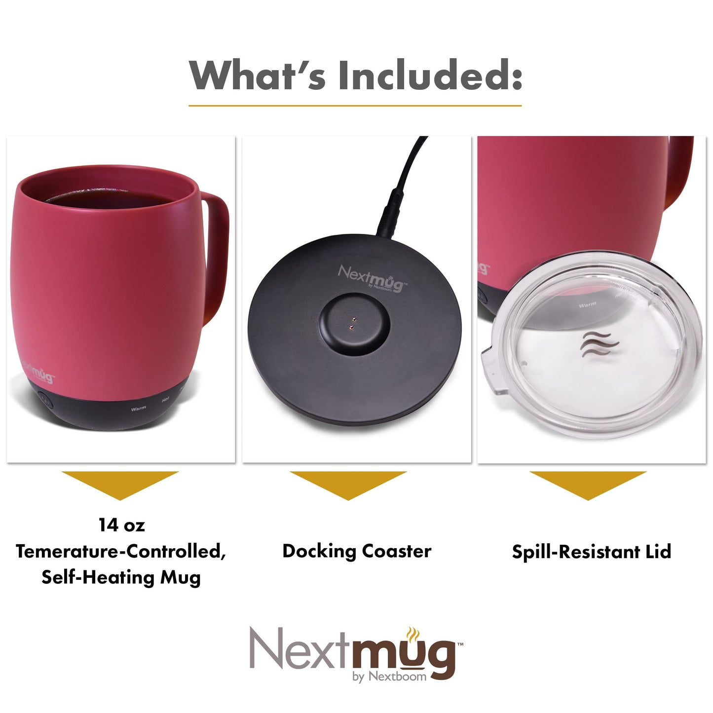 Nextmug - Temperature-Controlled, Self-Heating Coffee Mug (Black - 415 mL)