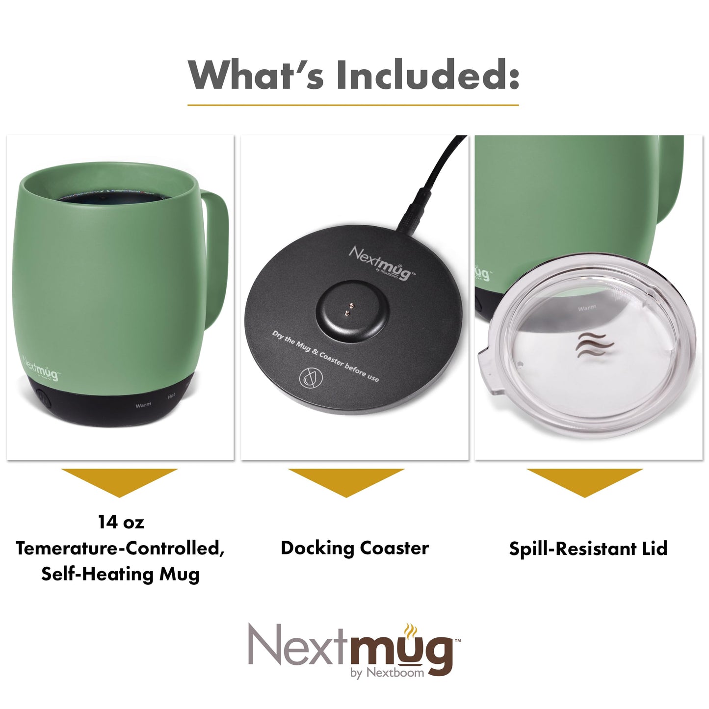Nextmug - Temperature-Controlled, Self-Heating Coffee Mug (Black - 415 mL)