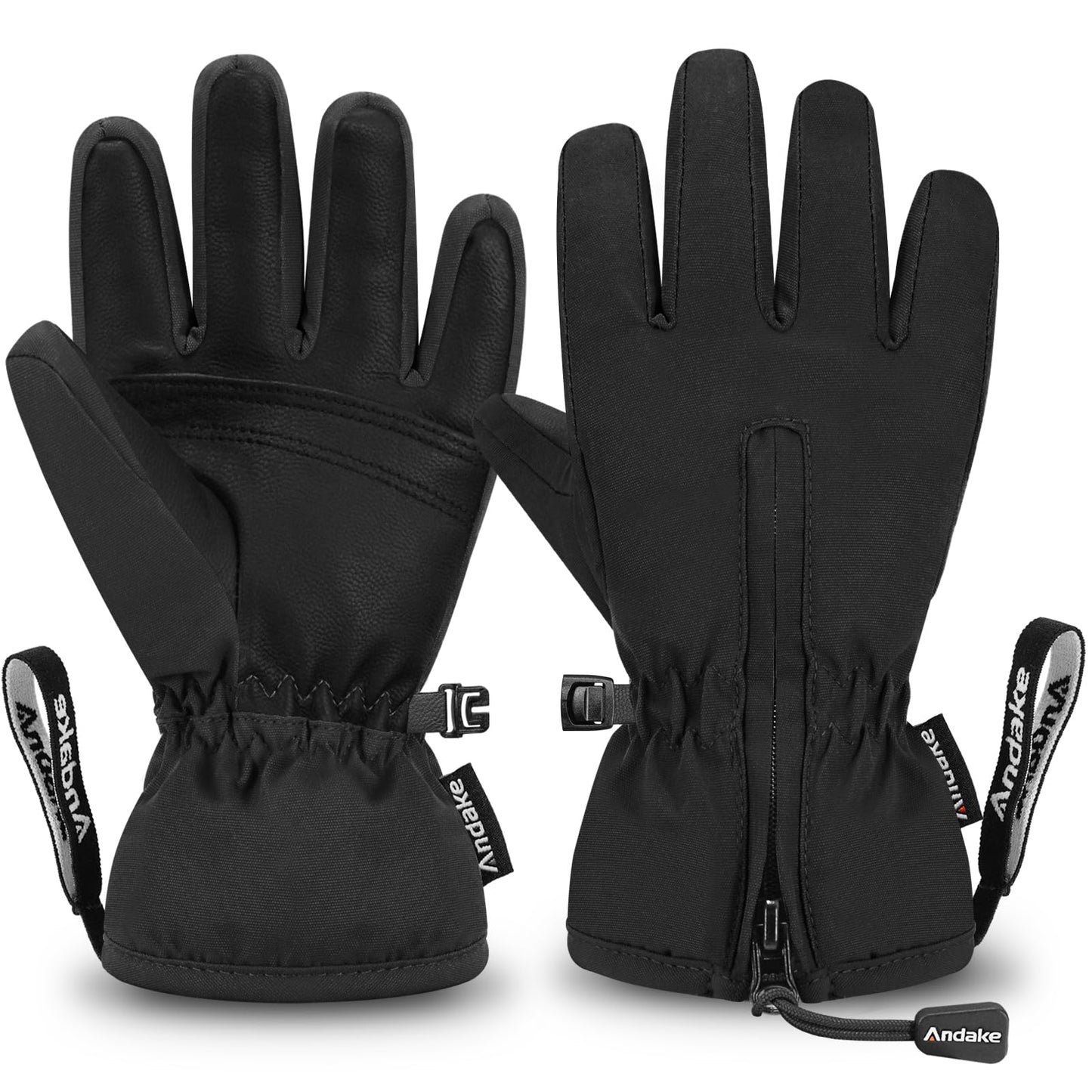 Andake Kids Gloves Winter Snow Waterproof Mittens for Girls Boys Children (Black, XXS (Fits 3-6Y))