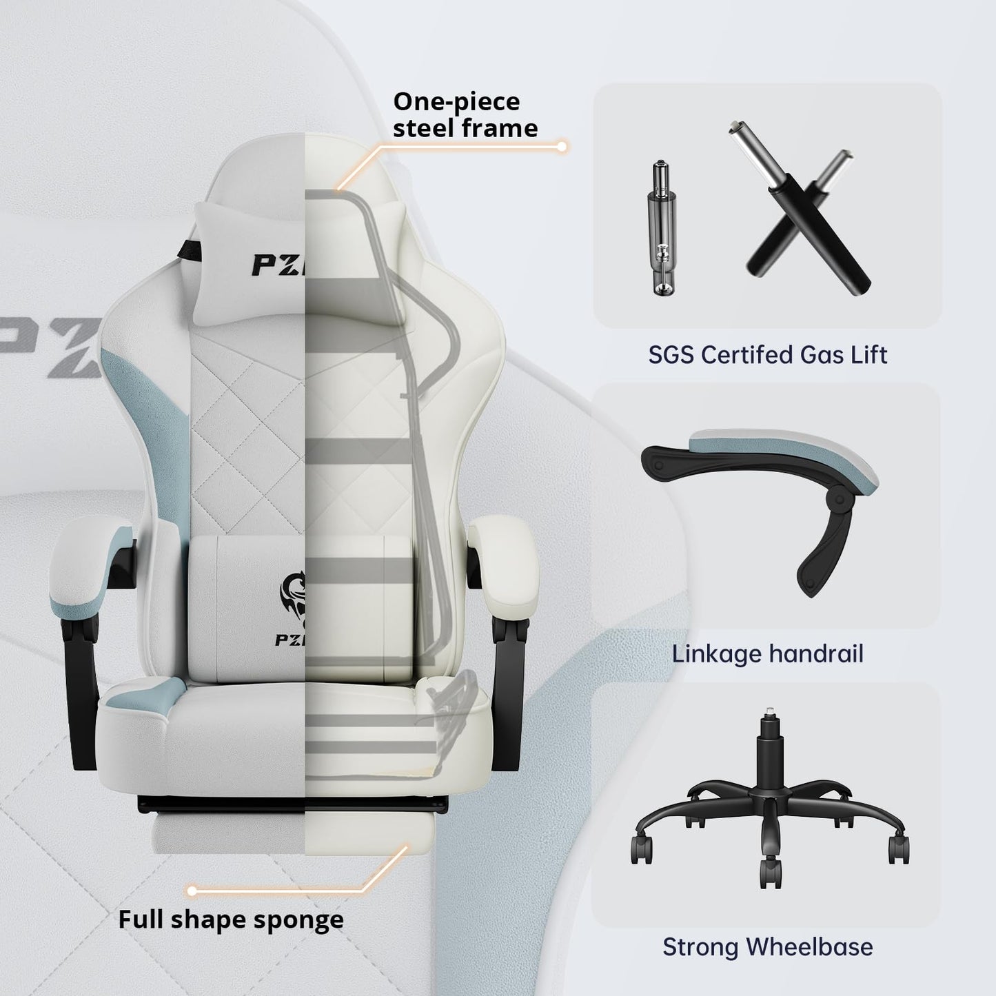 Gaming Chair for Adults, Ergonomic Gaming Chair, Computer Chair with Lumbar Support, Chaise Gamer Reclining Chair, PC Video Game Chair with Headrest and Footrest, Teens, 350LBS, Black