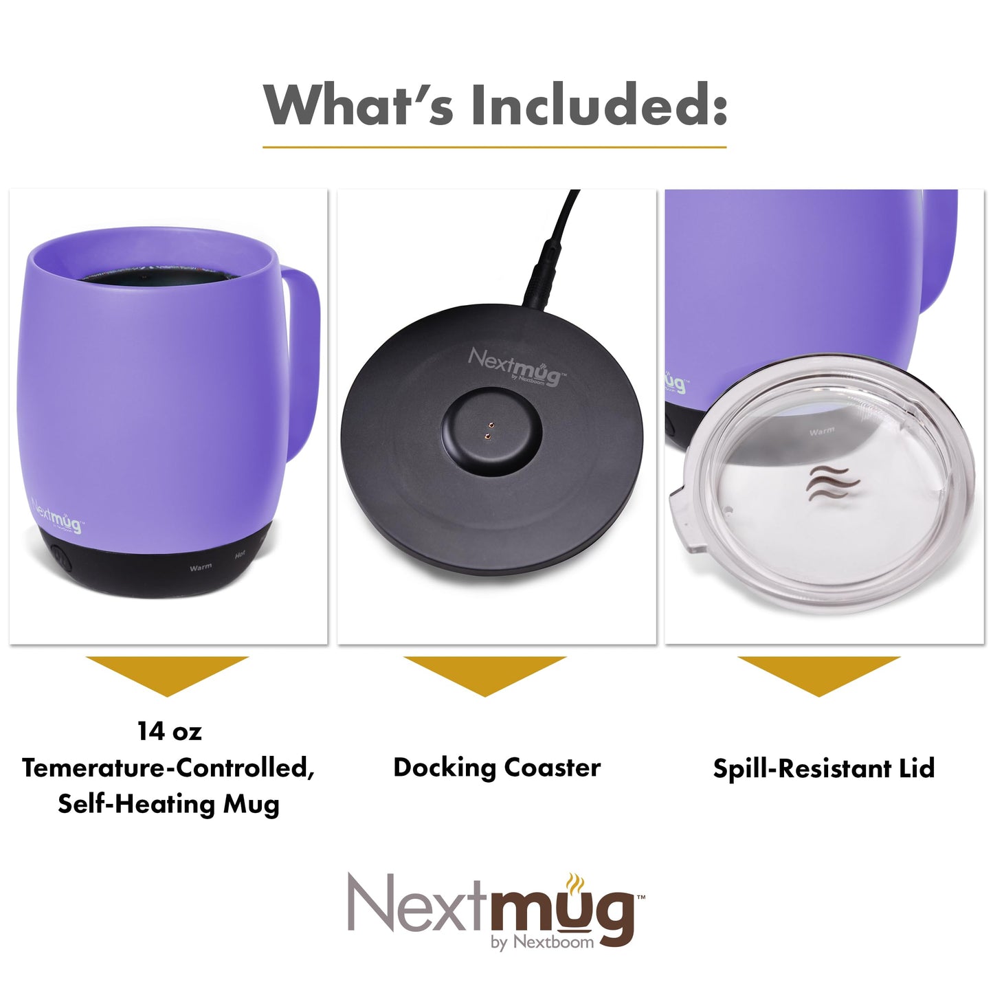 Nextmug - Temperature-Controlled, Self-Heating Coffee Mug (Black - 415 mL)