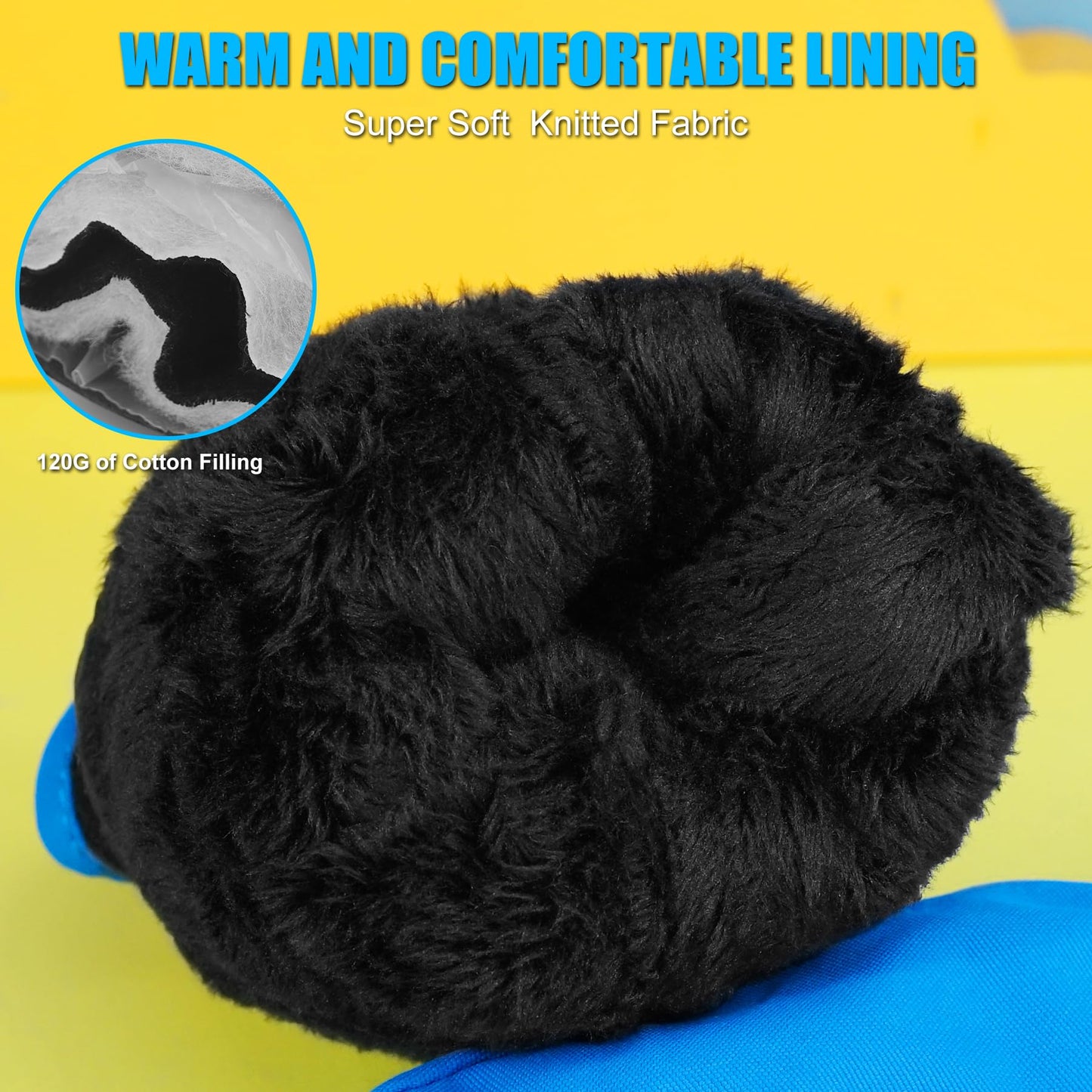 Andake Kids Gloves Winter Snow Waterproof Mittens for Girls Boys Children (Black, XXS (Fits 3-6Y))