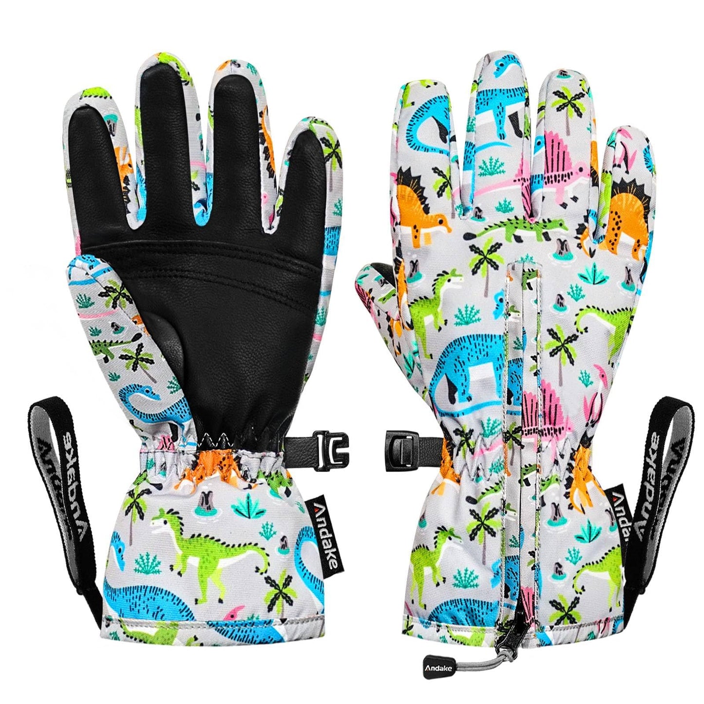 Andake Kids Gloves Winter Snow Waterproof Mittens for Girls Boys Children (Black, XXS (Fits 3-6Y))