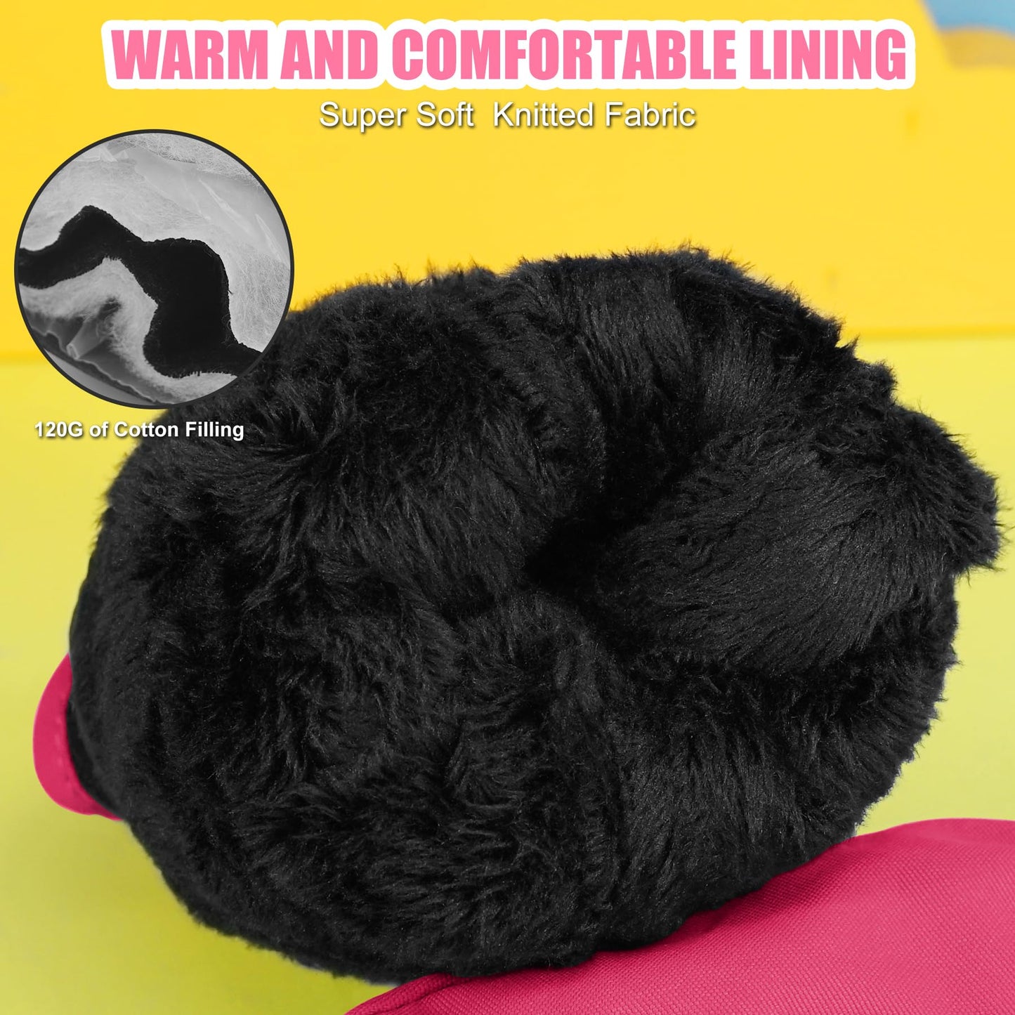 Andake Kids Gloves Winter Snow Waterproof Mittens for Girls Boys Children (Black, XXS (Fits 3-6Y))