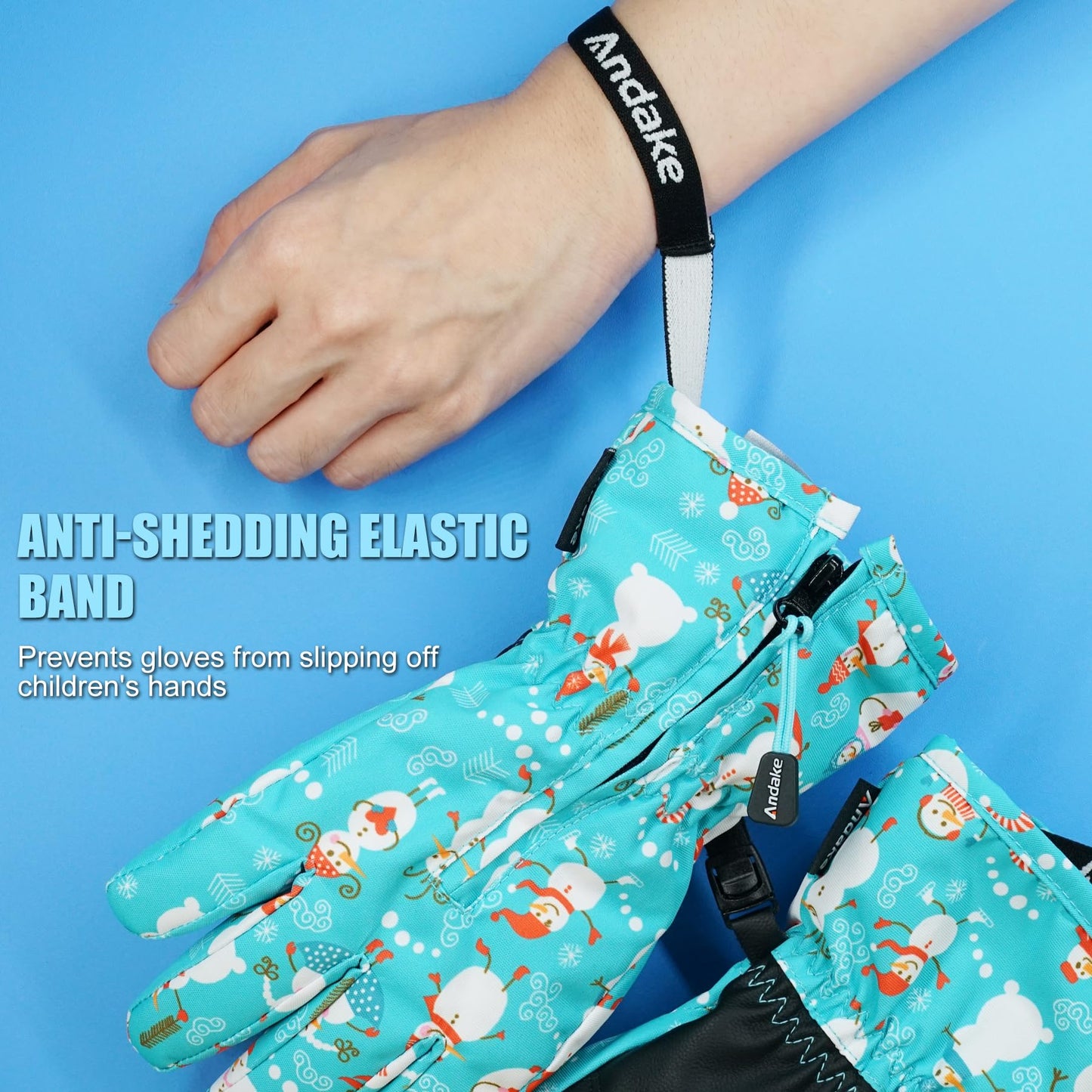 Andake Kids Gloves Winter Snow Waterproof Mittens for Girls Boys Children (Black, XXS (Fits 3-6Y))