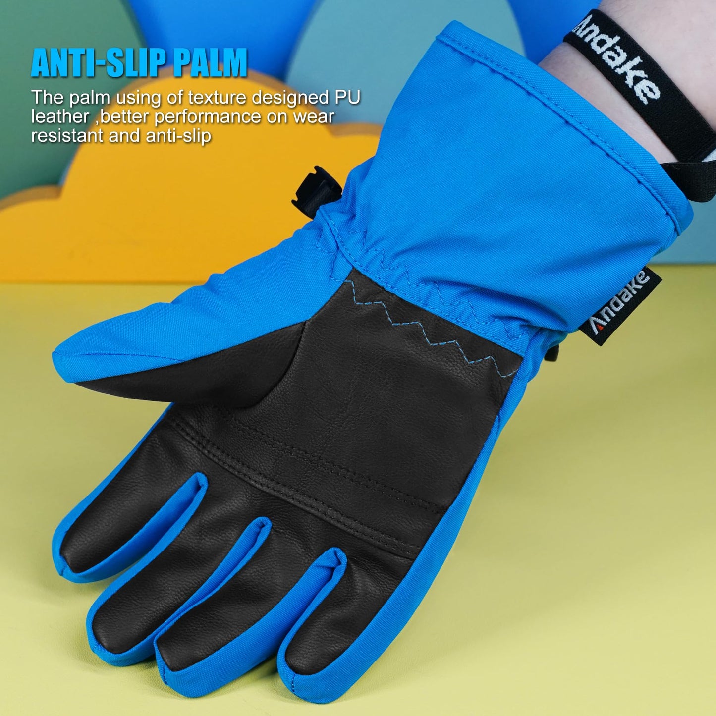 Andake Kids Gloves Winter Snow Waterproof Mittens for Girls Boys Children (Black, XXS (Fits 3-6Y))