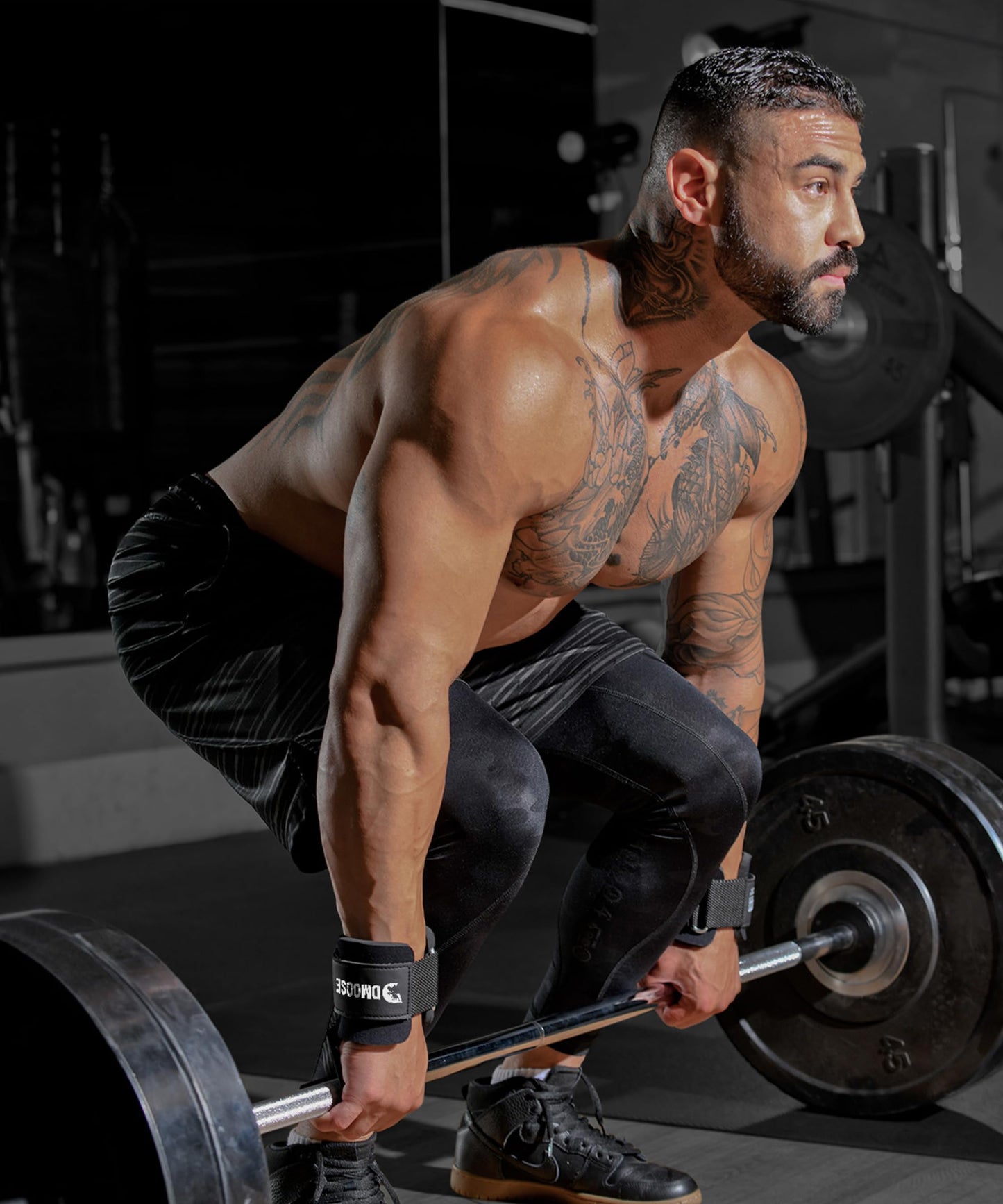 DMoose Fitness Weight Lifting Hooks (Pair) for Deadlifts, Pull Ups, Rows & Shrugs - Anti-Rip Nylon Strap Hand Grips with Thick Wrist Padding - Heavy Duty Wrist Straps for Weightlifting & Gym Workouts