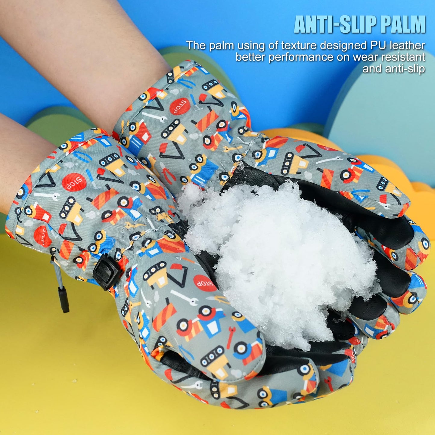 Andake Kids Gloves Winter Snow Waterproof Mittens for Girls Boys Children (Black, XXS (Fits 3-6Y))