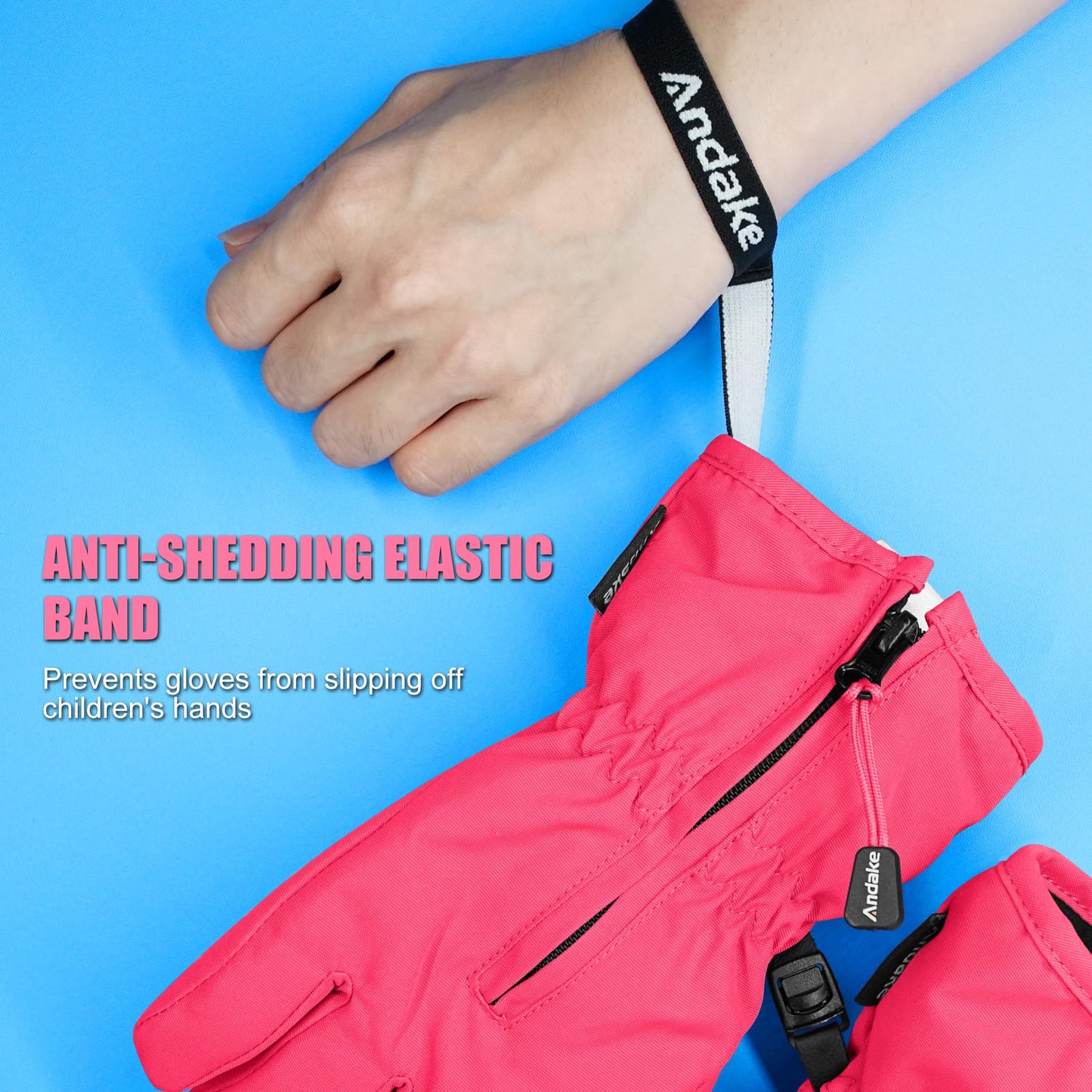 Andake Kids Gloves Winter Snow Waterproof Mittens for Girls Boys Children (Black, XXS (Fits 3-6Y))