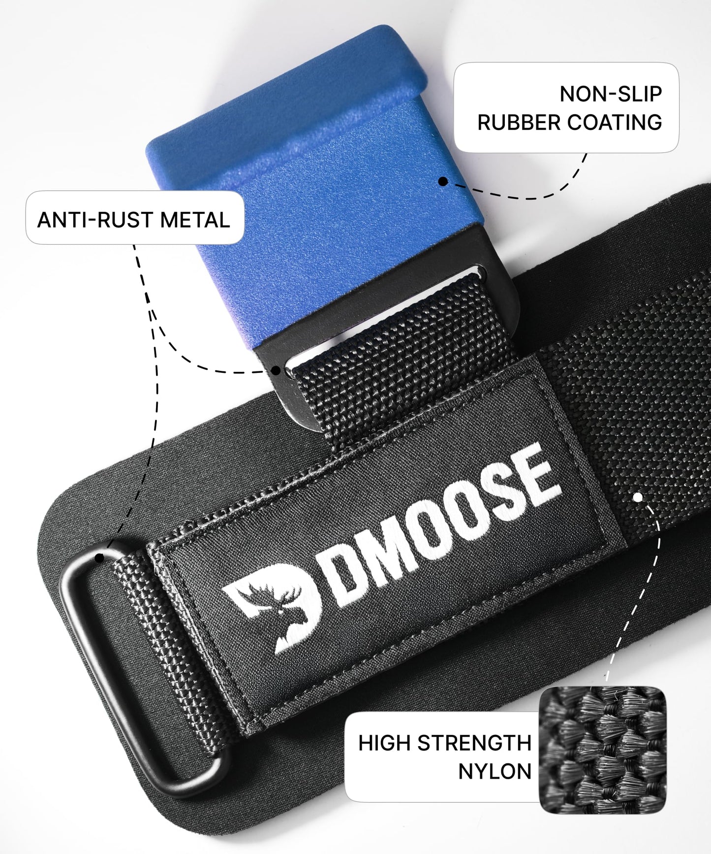DMoose Fitness Weight Lifting Hooks (Pair) for Deadlifts, Pull Ups, Rows & Shrugs - Anti-Rip Nylon Strap Hand Grips with Thick Wrist Padding - Heavy Duty Wrist Straps for Weightlifting & Gym Workouts
