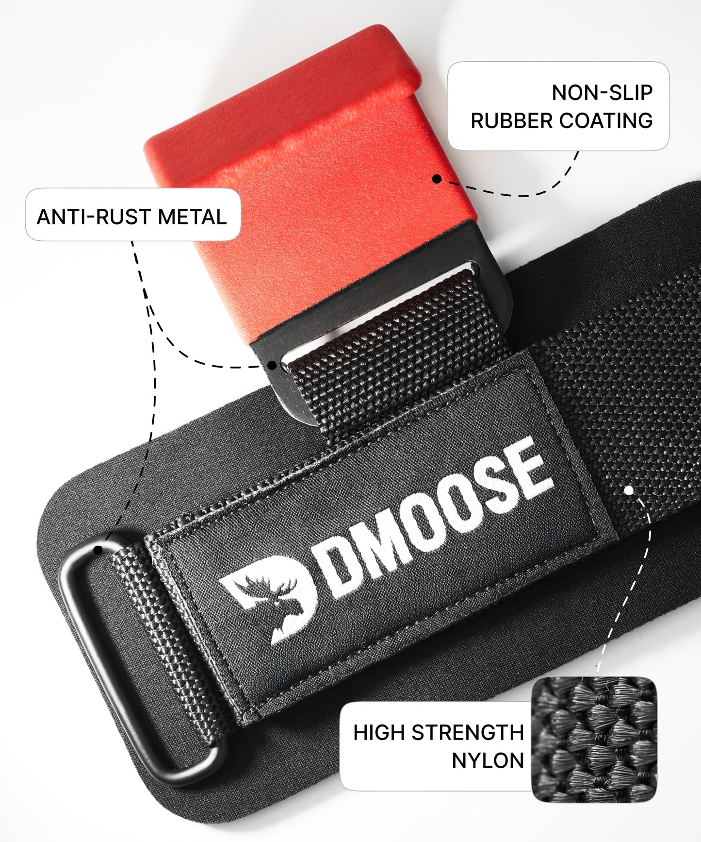 DMoose Fitness Weight Lifting Hooks (Pair) for Deadlifts, Pull Ups, Rows & Shrugs - Anti-Rip Nylon Strap Hand Grips with Thick Wrist Padding - Heavy Duty Wrist Straps for Weightlifting & Gym Workouts
