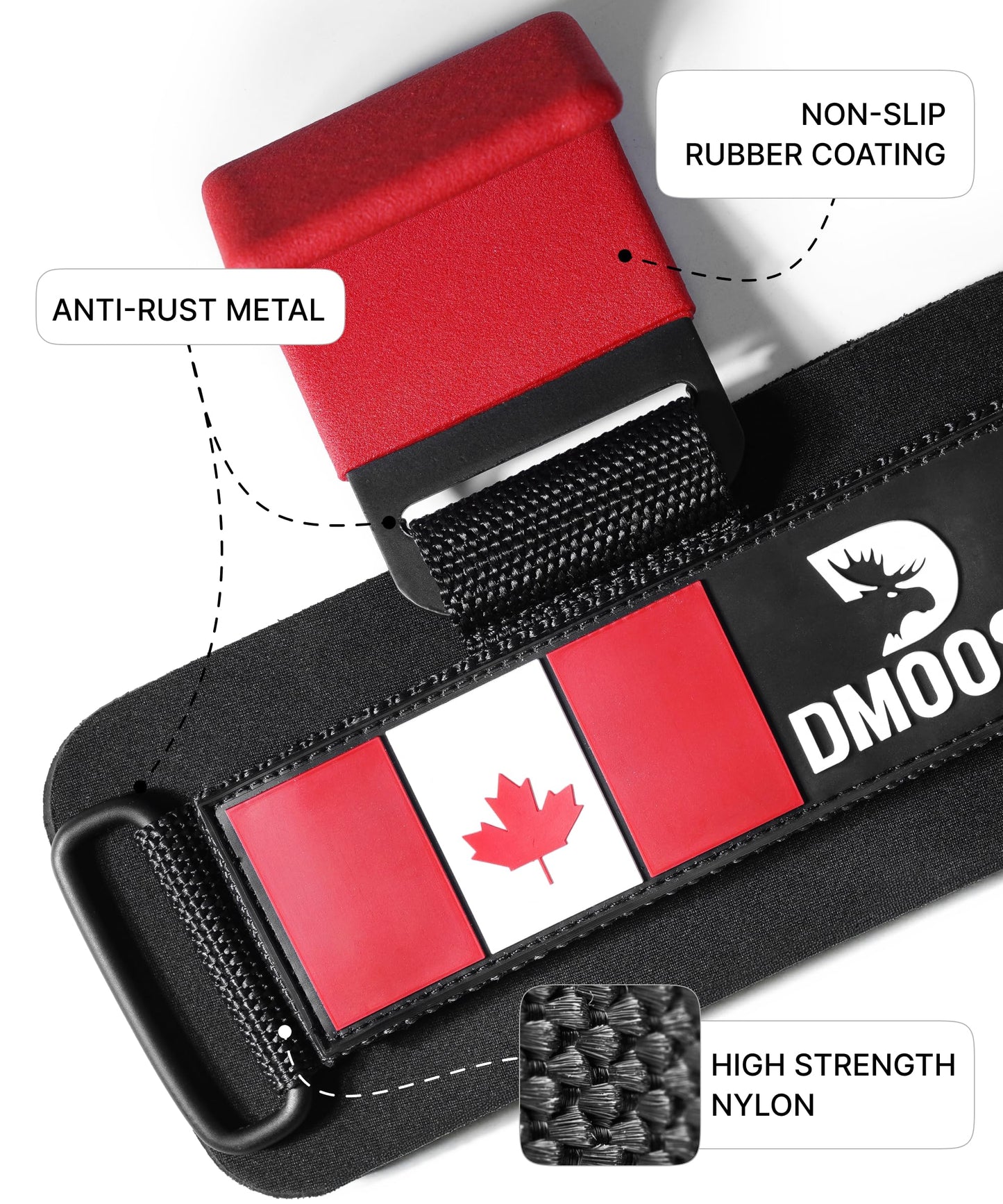 DMoose Fitness Weight Lifting Hooks (Pair) for Deadlifts, Pull Ups, Rows & Shrugs - Anti-Rip Nylon Strap Hand Grips with Thick Wrist Padding - Heavy Duty Wrist Straps for Weightlifting & Gym Workouts