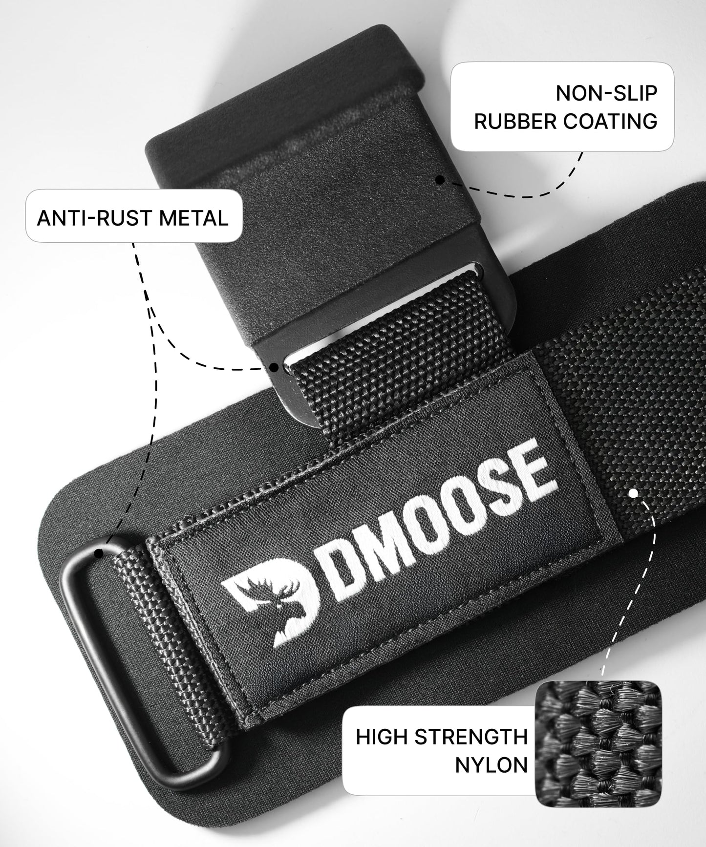 DMoose Fitness Weight Lifting Hooks (Pair) for Deadlifts, Pull Ups, Rows & Shrugs - Anti-Rip Nylon Strap Hand Grips with Thick Wrist Padding - Heavy Duty Wrist Straps for Weightlifting & Gym Workouts