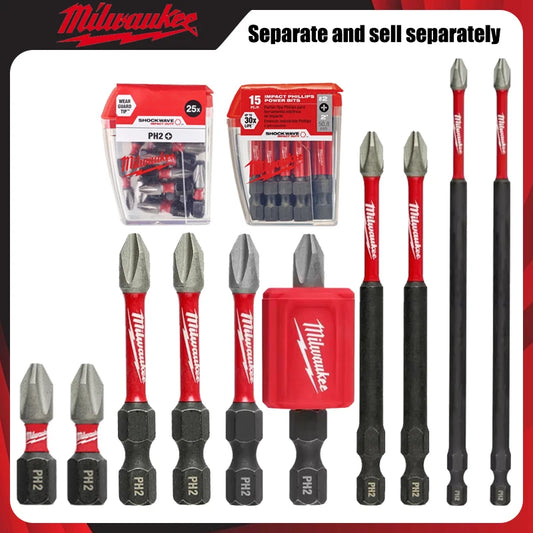 Milwaukee PH2 Impact Drill Bits 25mm/50mm/89mm/152mm Cross Screwdriver Head HSS Carpentry Sell Separately Power Tool Accessories